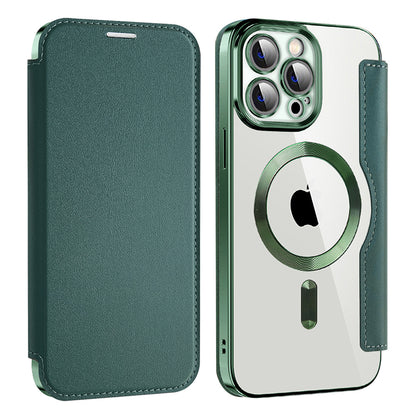 Калъф MagSafe за Apple iPhone 13 Pro Max, Techsuit, SmartMag Book, Зелен