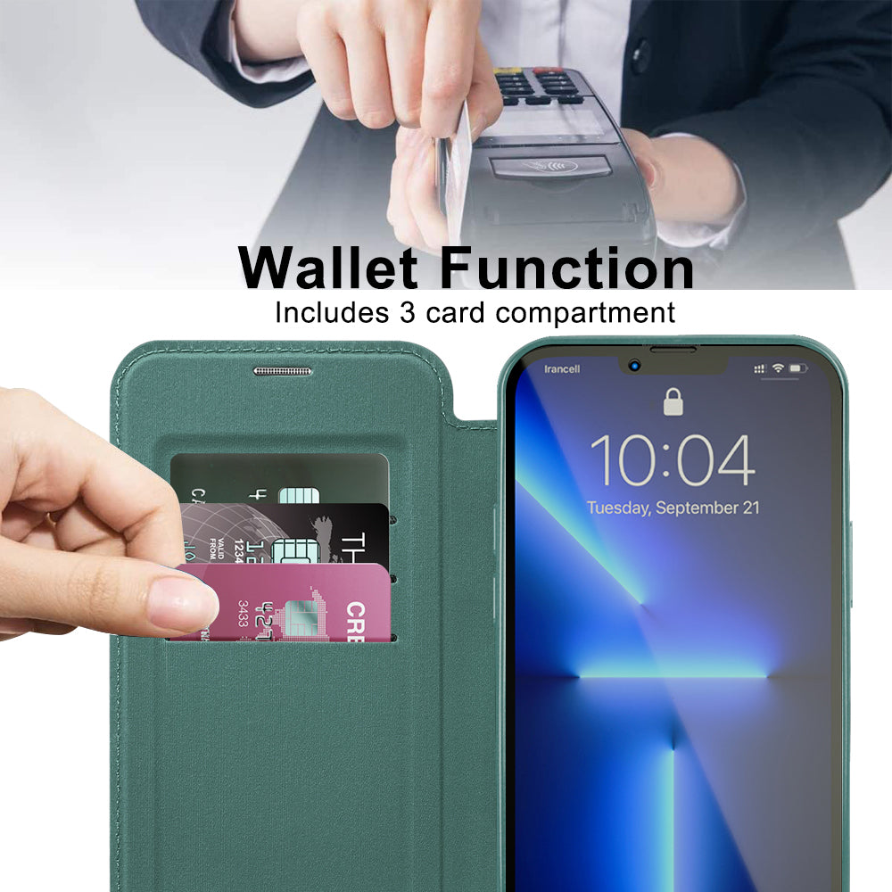 Калъф MagSafe за Apple iPhone 13 Pro Max, Techsuit, SmartMag Book, Зелен