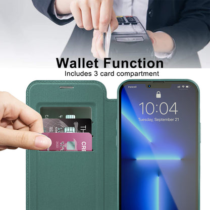 Калъф MagSafe за Apple iPhone 13 Pro Max, Techsuit, SmartMag Book, Зелен