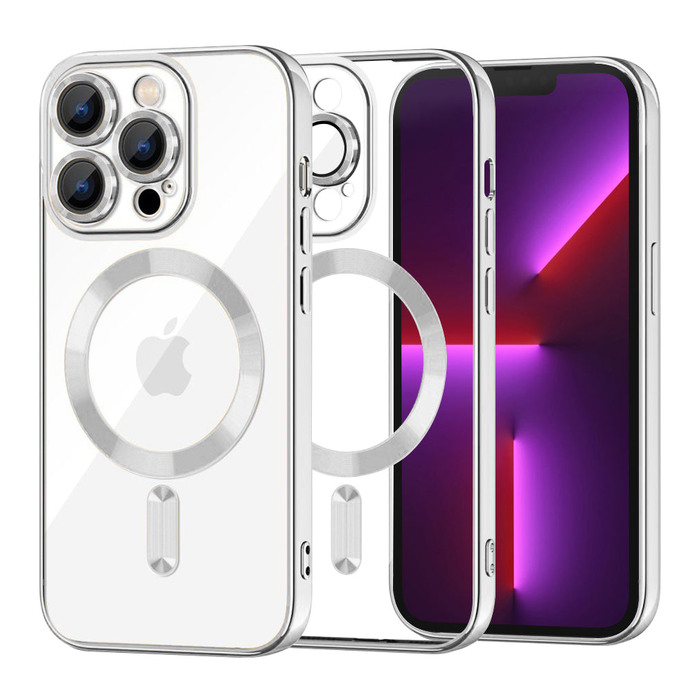 MagSafe Case for Apple iPhone 13 Pro, Techsuit, Luxury Crystal, Silver