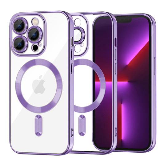 Калъф MagSafe за Apple iPhone 13 Pro, Techsuit, Luxury Crystal, Светло лилав