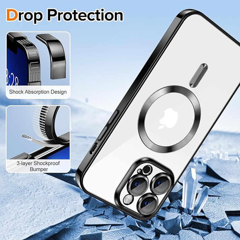 Калъф MagSafe за Apple iPhone 13 Pro, Techsuit, Luxury Crystal, Черен