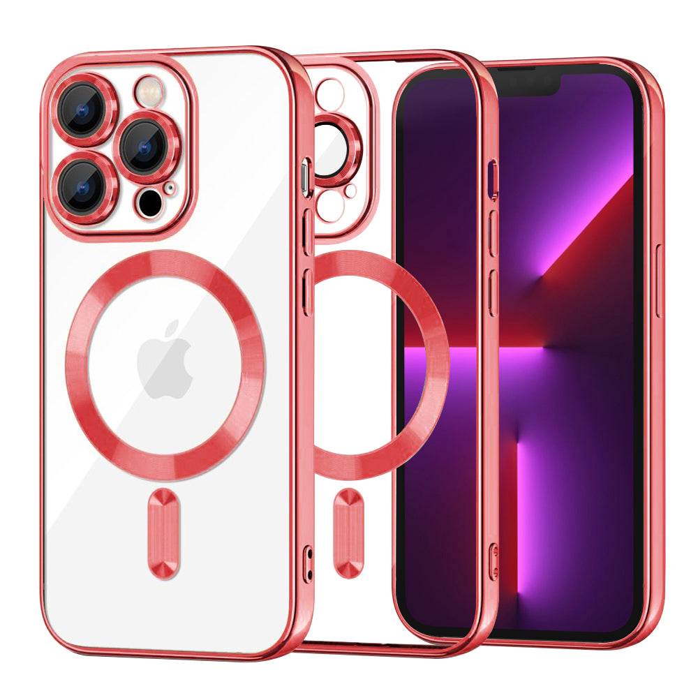 Калъф MagSafe за Apple iPhone 13 Pro, Techsuit, Luxury Crystal, Червен