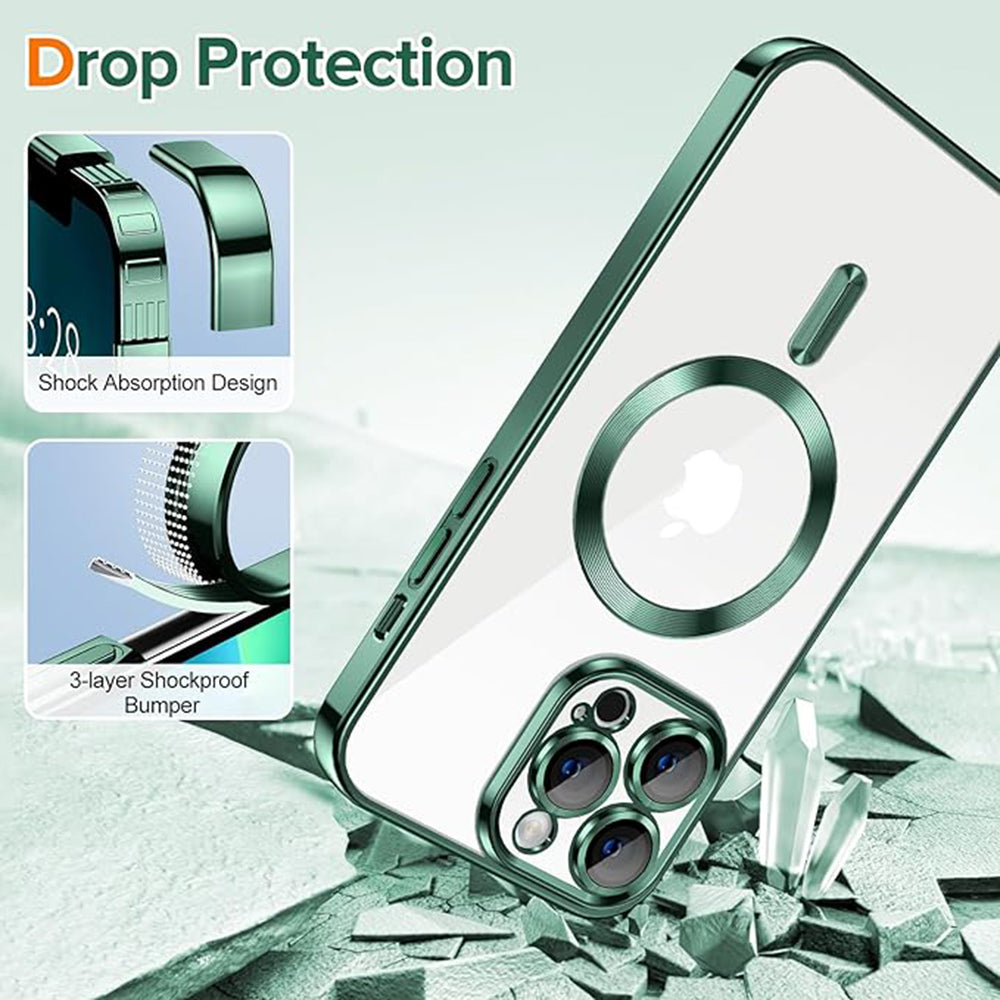 MagSafe Case for Apple iPhone 13 Pro, Techsuit, Luxury Crystal, Dark Green