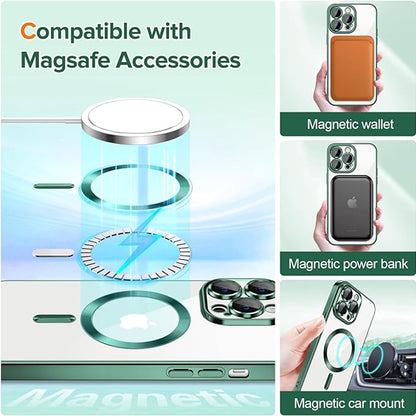 MagSafe Case for Apple iPhone 13 Pro, Techsuit, Luxury Crystal, Dark Green