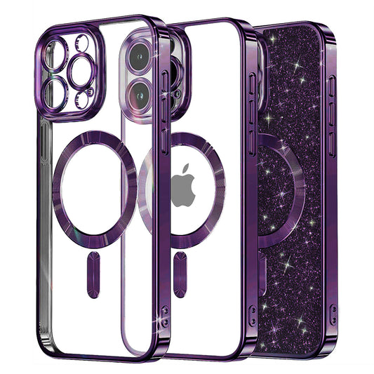 Калъф MagSafe за Apple iPhone 13 Pro, Techsuit, Luxury Glitter, Тъмно лилав