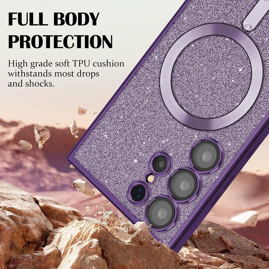 Калъф MagSafe за Apple iPhone 13 Pro, Techsuit, Luxury Glitter, Светлозелен