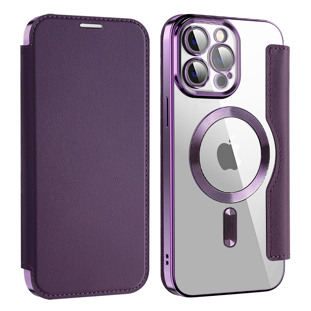 MagSafe Case for Apple iPhone 13 Pro, Techsuit, SmartMag Book, Purple