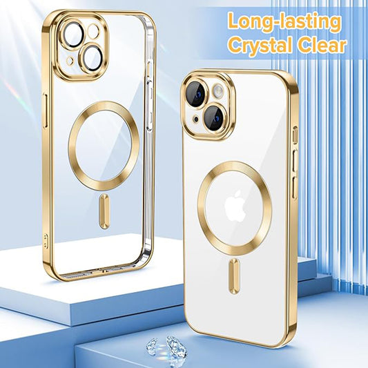Калъф MagSafe за Apple iPhone 13, Techsuit, Luxury Crystal, Златист