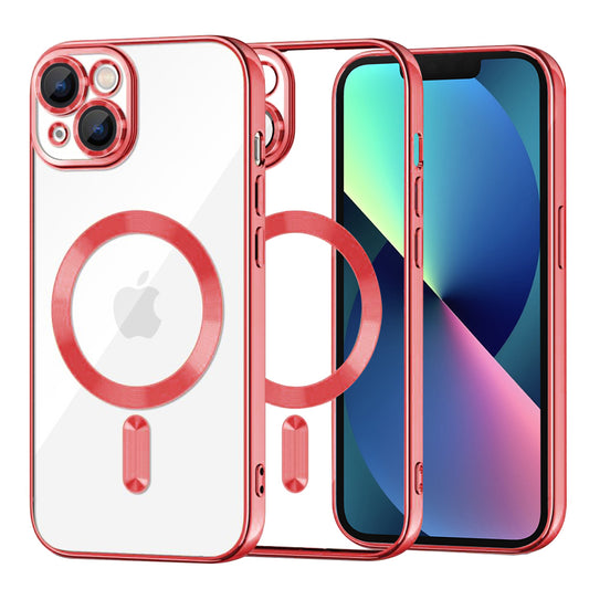 Калъф MagSafe за Apple iPhone 13, Techsuit, Luxury Crystal, Червен