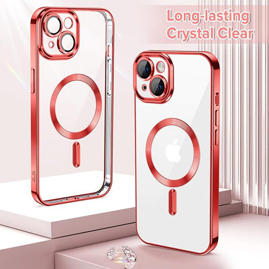 Калъф MagSafe за Apple iPhone 13, Techsuit, Luxury Crystal, Червен