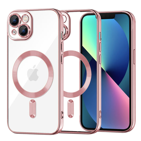 Калъф MagSafe за Apple iPhone 13, Techsuit, Luxury Crystal, Розов