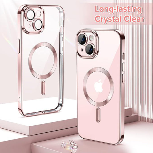 Калъф MagSafe за Apple iPhone 13, Techsuit, Luxury Crystal, Розов