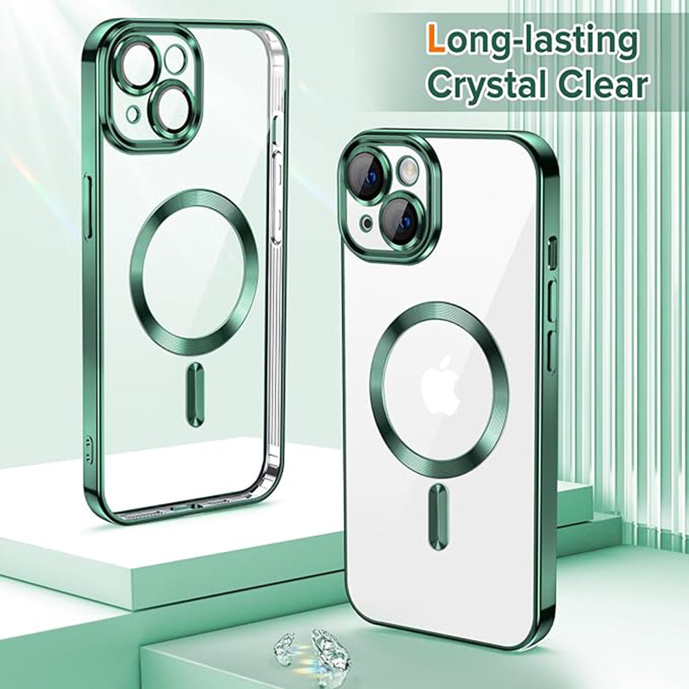 Калъф MagSafe за Apple iPhone 13, Techsuit, Luxury Crystal, Тъмнозелен