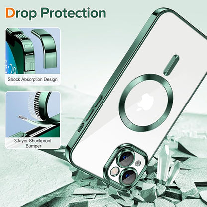 Калъф MagSafe за Apple iPhone 13, Techsuit, Luxury Crystal, Тъмнозелен