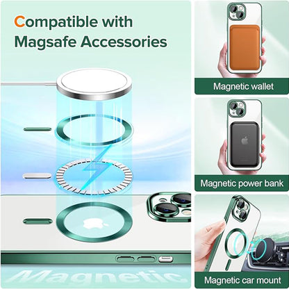 Калъф MagSafe за Apple iPhone 13, Techsuit, Luxury Crystal, Тъмнозелен