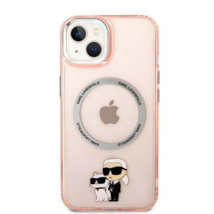 Кейс MagSafe за Apple iPhone 14, Karl Lagerfeld, Ikonik Karl & Choupette, Розов