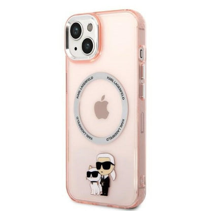 Кейс MagSafe за Apple iPhone 14, Karl Lagerfeld, Ikonik Karl & Choupette, Розов