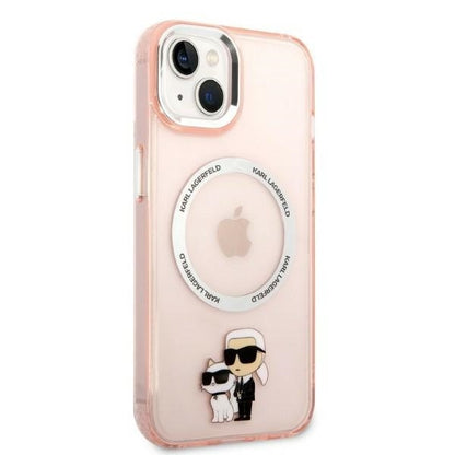 Кейс MagSafe за Apple iPhone 14, Karl Lagerfeld, Ikonik Karl & Choupette, Розов