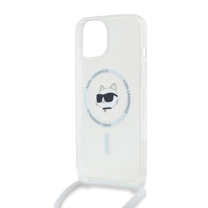 Калъф MagSafe за Apple iPhone 14, Karl Lagerfeld, IML Crossbody Choupette's Head with Strap, Прозрачен