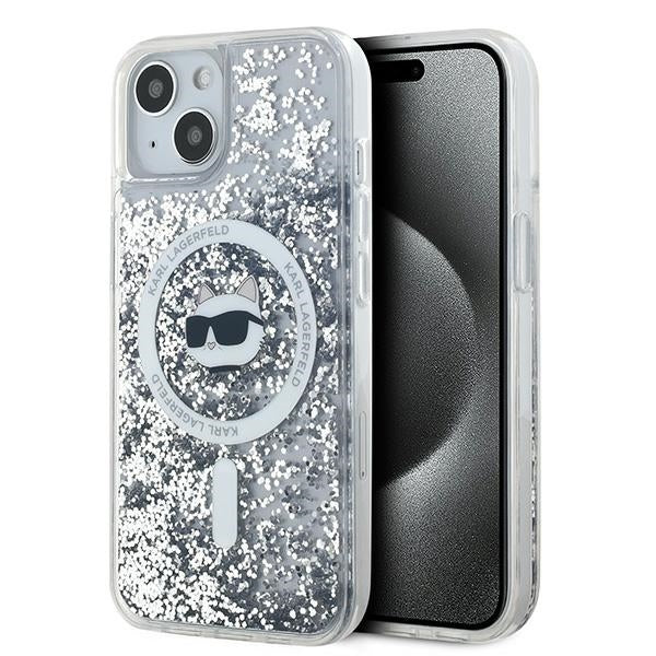 Husa MagSafe за Apple iPhone 14, Karl Lagerfeld, Liquid Glitter Choupette's Head, Прозрачна