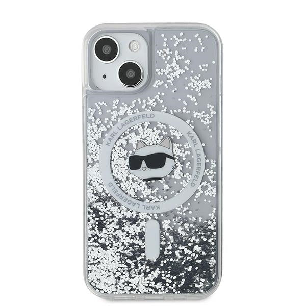 Husa MagSafe за Apple iPhone 14, Karl Lagerfeld, Liquid Glitter Choupette's Head, Прозрачна