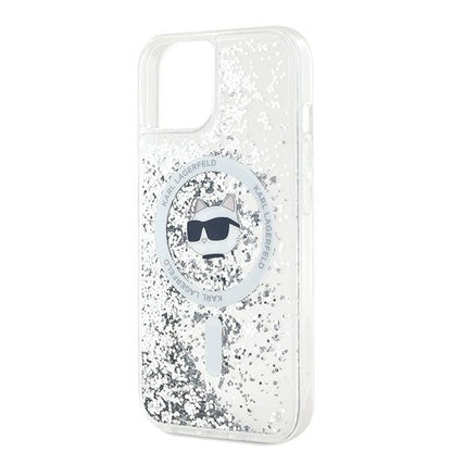 Husa MagSafe за Apple iPhone 14, Karl Lagerfeld, Liquid Glitter Choupette's Head, Прозрачна