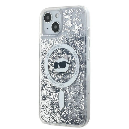 Husa MagSafe за Apple iPhone 14, Karl Lagerfeld, Liquid Glitter Choupette's Head, Прозрачна