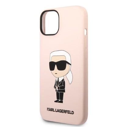 Калъф MagSafe за Apple iPhone 14, Karl Lagerfeld, Silicone Ikonik Karl, Розов
