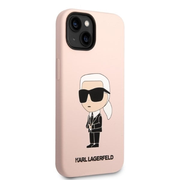 Калъф MagSafe за Apple iPhone 14, Karl Lagerfeld, Silicone Ikonik Karl, Розов