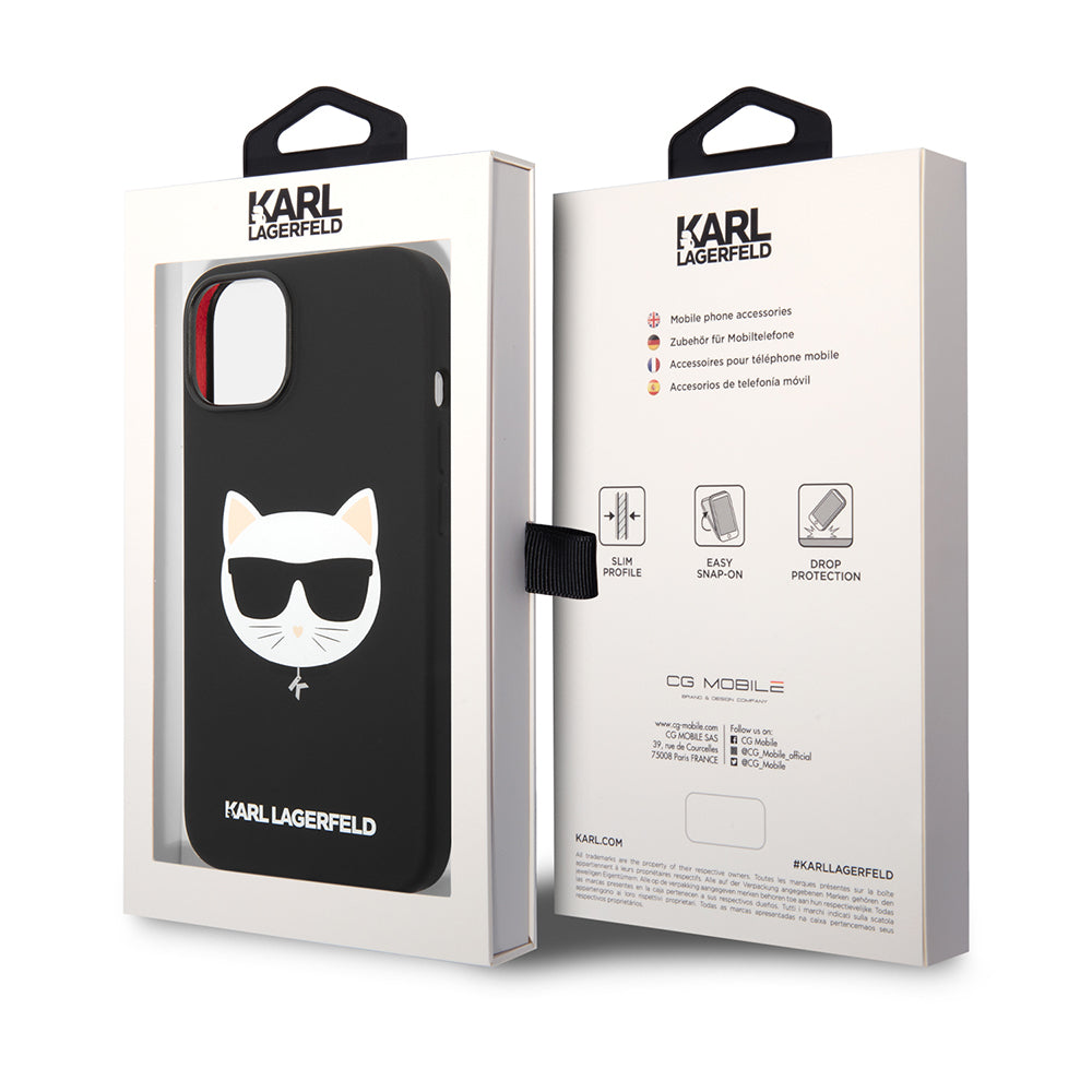 Калъф MagSafe за Apple iPhone 14 Plus, Karl Lagerfeld, Silicone Choupette's Head, Черен