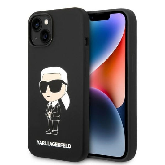 Калъф MagSafe за Apple iPhone 14 Plus, Karl Lagerfeld, Silicone Ikonik Karl, Черен