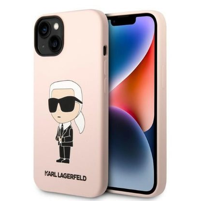 Калъф MagSafe за Apple iPhone 14 Plus, Karl Lagerfeld, Silicone Ikonik Karl, Розов
