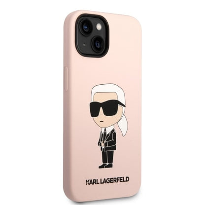 Калъф MagSafe за Apple iPhone 14 Plus, Karl Lagerfeld, Silicone Ikonik Karl, Розов
