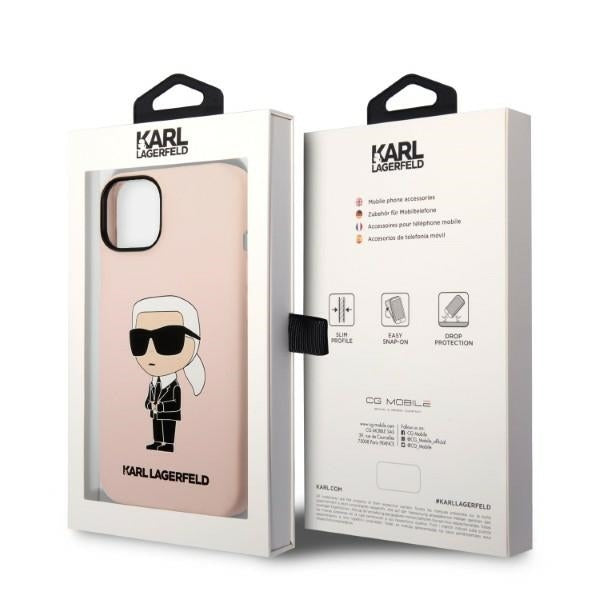 Калъф MagSafe за Apple iPhone 14 Plus, Karl Lagerfeld, Silicone Ikonik Karl, Розов