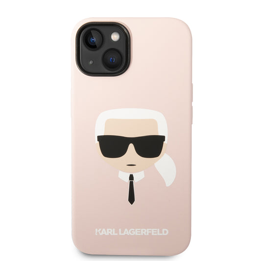 Калъф MagSafe за Apple iPhone 14 Plus, Karl Lagerfeld, Силикон Karl's Head, Розов