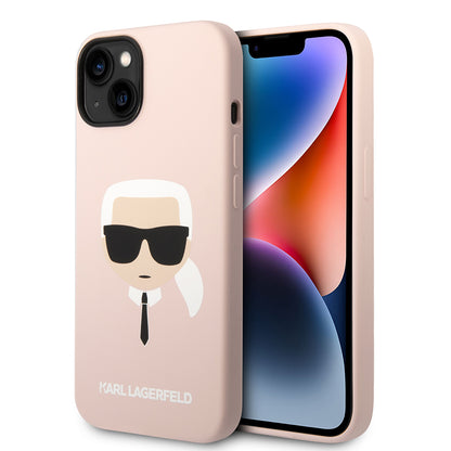 Калъф MagSafe за Apple iPhone 14 Plus, Karl Lagerfeld, Силикон Karl's Head, Розов