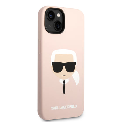 Калъф MagSafe за Apple iPhone 14 Plus, Karl Lagerfeld, Силикон Karl's Head, Розов