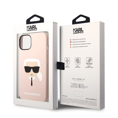 Калъф MagSafe за Apple iPhone 14 Plus, Karl Lagerfeld, Силикон Karl's Head, Розов