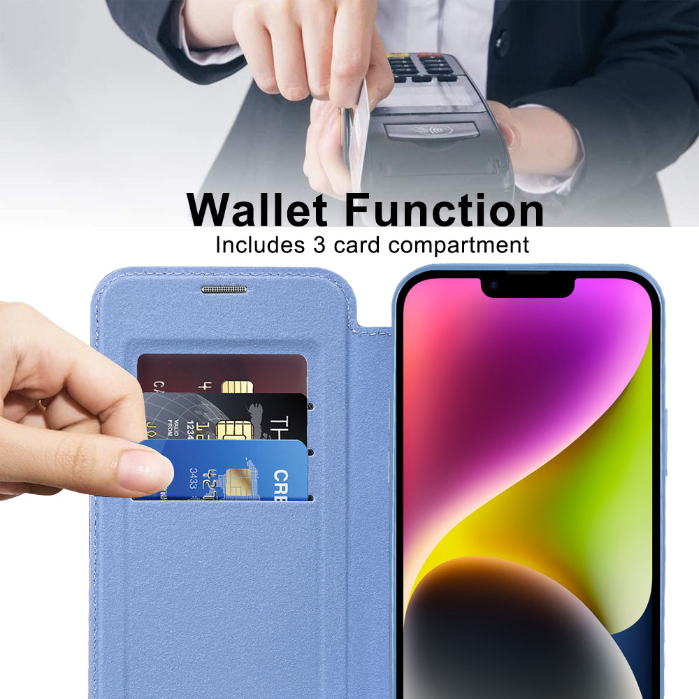 Калъф MagSafe за Apple iPhone 14 Plus, Techsuit, SmartMag Book, Син