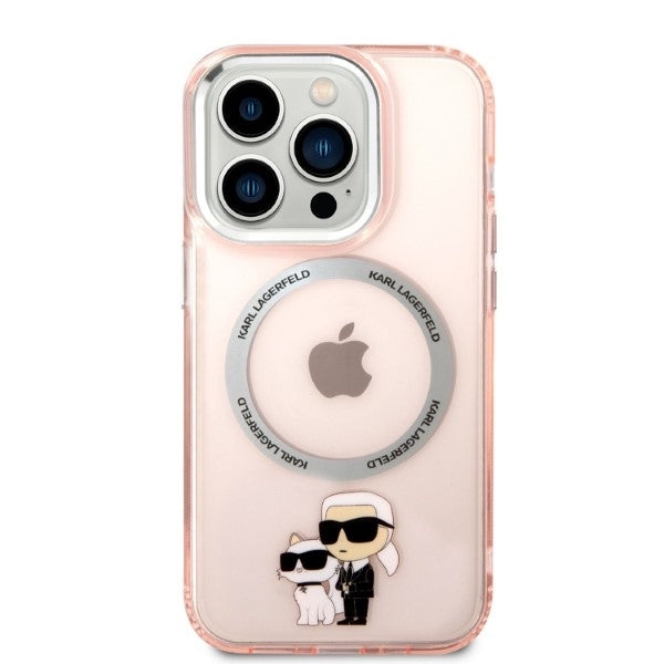 Калъф MagSafe за Apple iPhone 14 Pro, Karl Lagerfeld, Ikonik Karl & Choupette, Розов