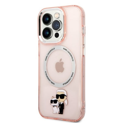 Калъф MagSafe за Apple iPhone 14 Pro, Karl Lagerfeld, Ikonik Karl & Choupette, Розов