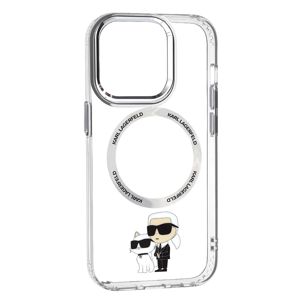 Кейс MagSafe за Apple iPhone 14 Pro, Karl Lagerfeld, Ikonik Karl & Choupette, Прозрачен