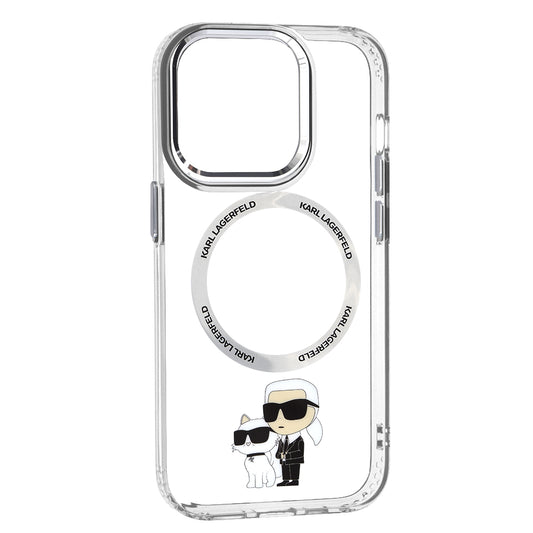 Кейс MagSafe за Apple iPhone 14 Pro, Karl Lagerfeld, Ikonik Karl & Choupette, Прозрачен