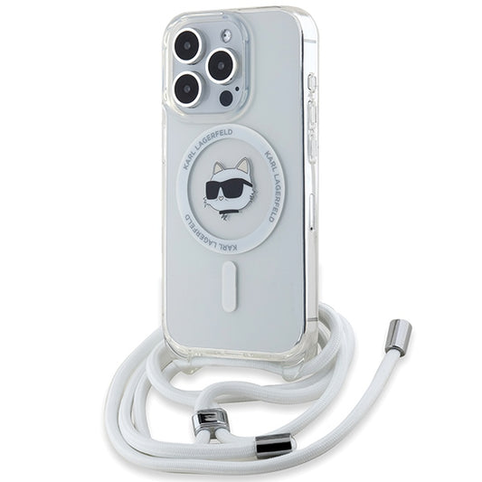 Калъф MagSafe за Apple iPhone 14 Pro, Karl Lagerfeld, IML Crossbody Choupette's Head with Strap, Прозрачен