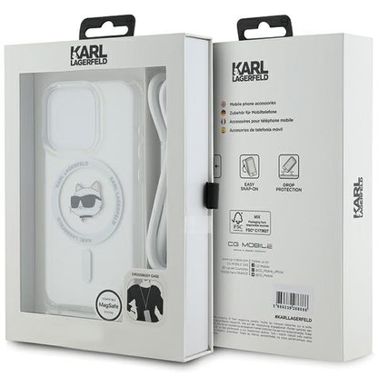 Калъф MagSafe за Apple iPhone 14 Pro, Karl Lagerfeld, IML Crossbody Choupette's Head with Strap, Прозрачен