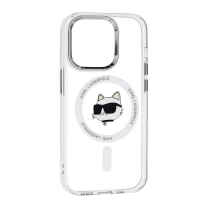 Калъф MagSafe за Apple iPhone 14 Pro, Karl Lagerfeld, IML Metal Choupette's Head, Бял