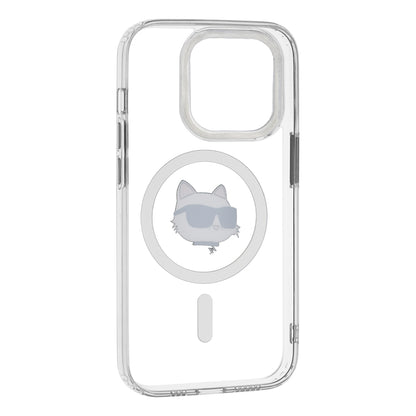 Калъф MagSafe за Apple iPhone 14 Pro, Karl Lagerfeld, IML Metal Choupette's Head, Бял