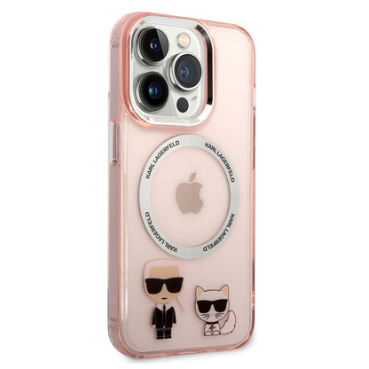 Калъф MagSafe за Apple iPhone 14 Pro, Karl Lagerfeld, Karl & Choupette Aluminium, Розов
