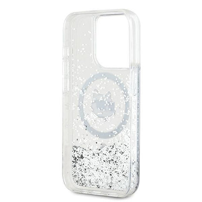 Калъф MagSafe за Apple iPhone 14 Pro, Karl Lagerfeld, Liquid Glitter Choupette's Head, Прозрачен